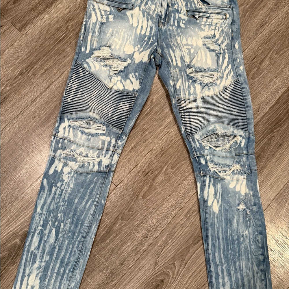 Men's Distressed Skinny Jeans - Blue